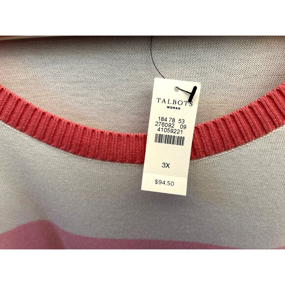 NWT Talbots Plus Size 3X Multicolor Striped Knit Sweater Fallcore Preppy Casual - Picture 4 of 6
